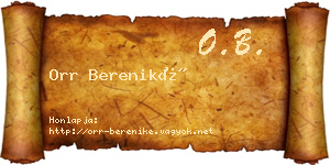 Orr Bereniké névjegykártya